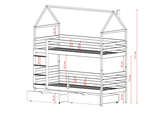 ALEX 80x190 white bunk bed Lano Furniture