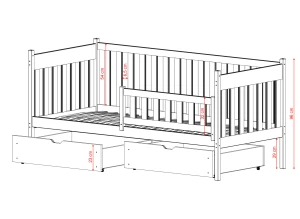 ALICJA 80x160 olive green single children's bed Lano Furniture