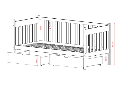 ALICJA 90x190 cashmere single children's bed Lano Furniture