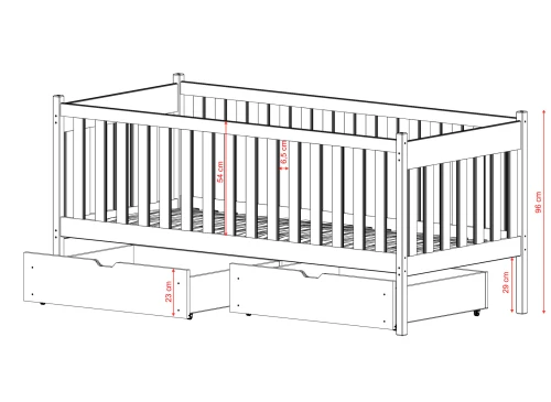 ALICJA 90x190 cashmere single children's bed Lano Furniture