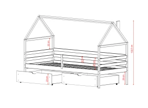 ARON 90x200 cashmere single children's house bed Lano Furniture