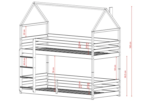 AXEL 90x190 white house bunk bed Lano Furniture