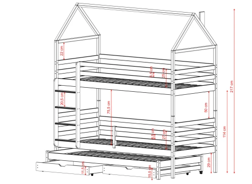 DALIA 80x170 cashmere house bunk bed Lano Furniture