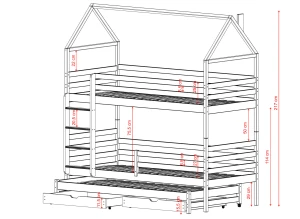DALIA 90x180 cashmere house bunk bed Lano Furniture