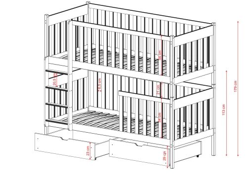 DAWID 80x190 cashmere bunk bed Lano Furniture