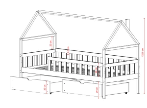 DOMI 90x180 olive green single children's bed Lano Furniture