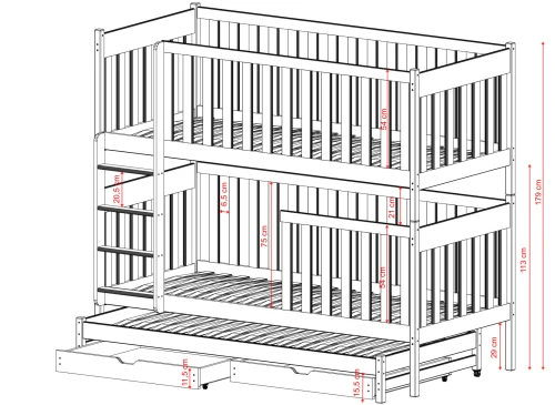 EMILKA 90x190 blue bunk bed Lano Furniture