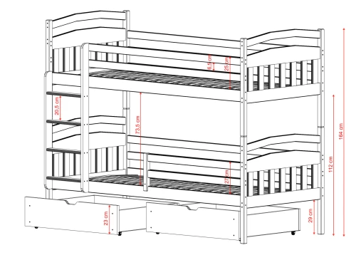 GABI 90x200 cashmere bunk bed Lano Furniture