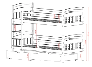 GABI 90x190 olive green bunk bed Lano Furniture