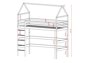 GLORIA 80x190 pink loft bed Lano Furniture