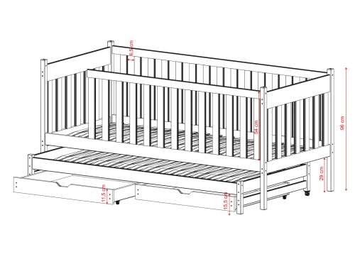 KAJA 90x200 cashmere double trundle bed Lano Furniture