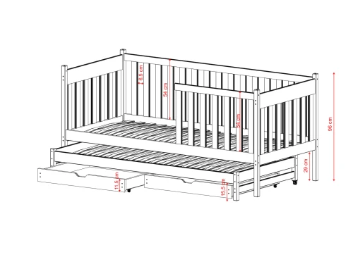 KAJA 90x200 cashmere double trundle bed Lano Furniture