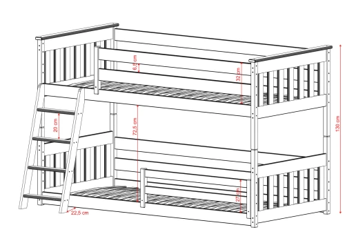 KEVIN 90x200 cashmere bunk bed Lano Furniture