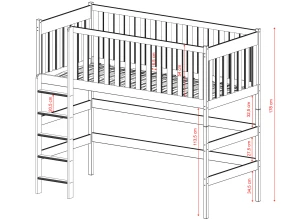 LAURA 90x190 olive green loft bed bed Lano Furniture
