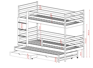 LUK 90x190 cashmere bunk bed Lano Furniture