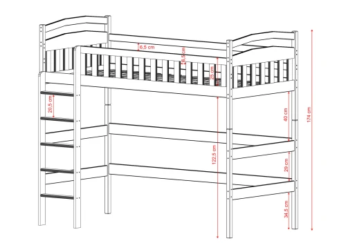 MIA 80x160 cashmere loft bed Lano Furniture