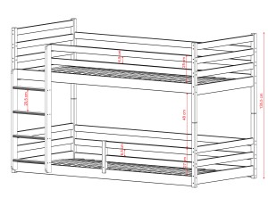 MINI 90x180 cashmere bunk bed Lano Furniture