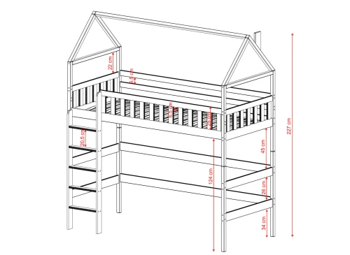 OTYLIA 80x190 grey loft bed Lano Furniture