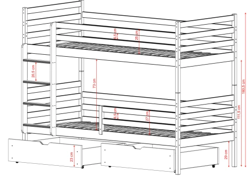 NEMO 80x170 olive green bunk bed Lano Furniture