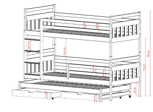 SEWERYN 80x190 olive green bunk bed Lano Furniture