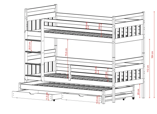 SEWERYN 80x170 white bunk bed Lano Furniture