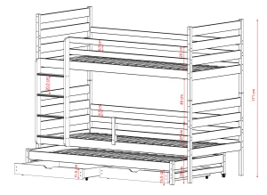 TOMI 80x180 olive green bunk bed Lano Furniture