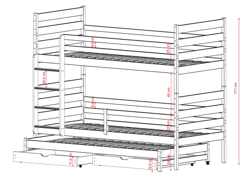 TOMI 80x170 white bunk bed Lano Furniture