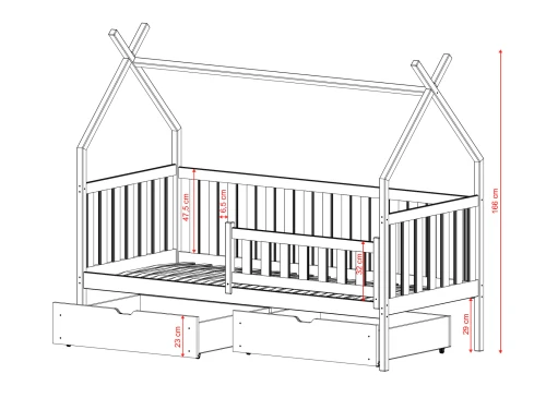 SIMBA 90x180 blue children's tipi bed Lano Furniture