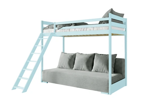 SOFINO 90x200/140x200 blue loft bed with sofa bed, grey fabric Zoom 15 Sage Lano Furniture