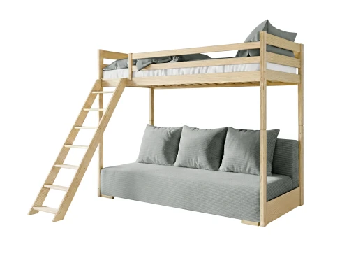 SOFINO 90x200/140x200 pine loft bed with sofa bed, fabric grey zoom 15 sage Lano Furniture