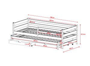 HABI 90x200 dark chocolate double trundle bed Lano Furniture
