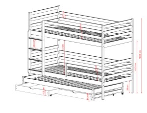 LUK 80x160 cinnamon bunk bed Lano Furniture
