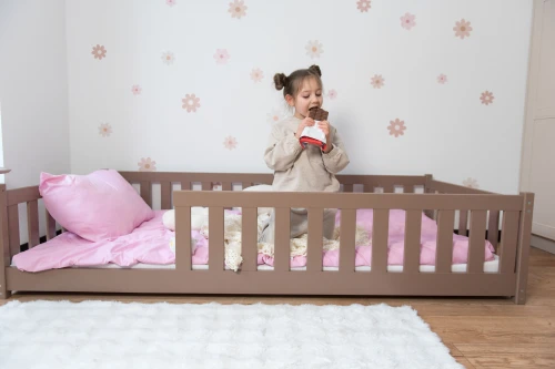 BELLA 90x190 milk chocolate Montessori floor bed for children Lano Furniture