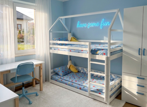 AXEL 90x200 white house bunk bed Lano Furniture