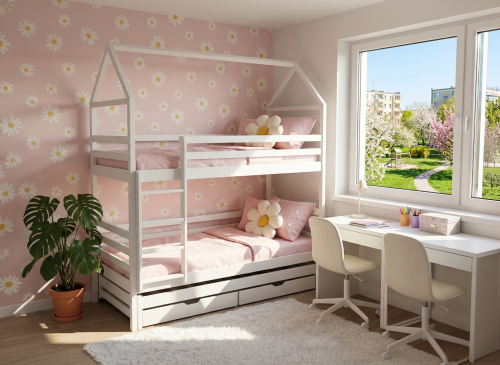 DALIA 90x200 white house bunk bed Lano Furniture
