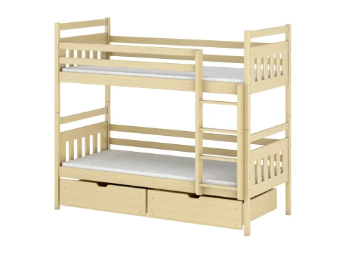 ADAŚ 90x190 Unlacquered Wooden Bunk Bed by Lano Furniture