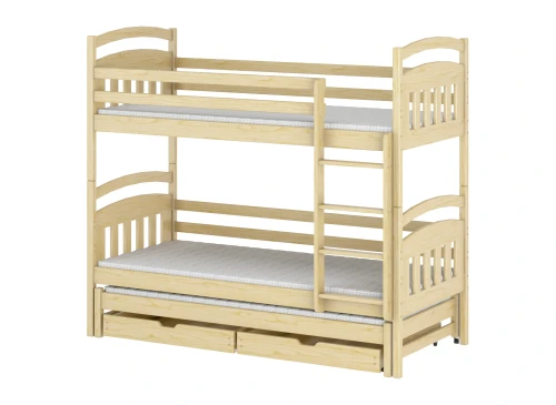 ALAN 80x160 Unvarnished Wooden Bunk Bed by Lano Meble