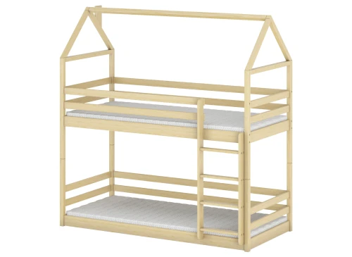 AXEL 80x200 Unvarnished Wooden Bunk Bed House Lano Meble