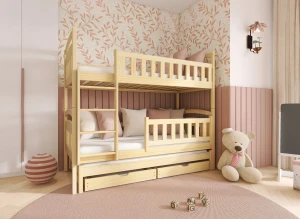 BLANKA 80x160 Unvarnished Wooden Bunk Bed Lano Furniture