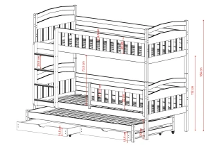 BLANKA 80x170 Unvarnished Wooden Bunk Bed Lano Furniture