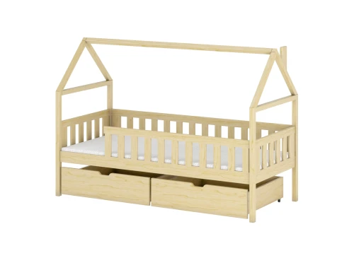 DOMI 80x190 Unvarnished Wooden Children's Single Bed - Lano Furniture