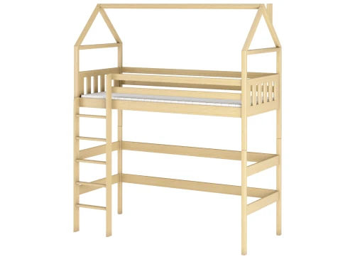 GLORIA 90x180 Unvarnished Wood Loft Bed Single Lano Furniture