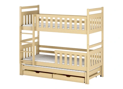 KLARA 80x160 Unvarnished Wooden Bunk Bed by Lano Meble