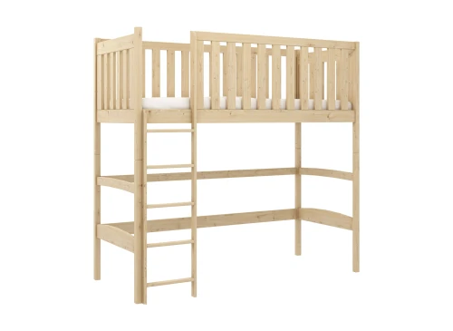 LAURA 90x190 Untreated Wood Loft Bed Single Lano Furniture