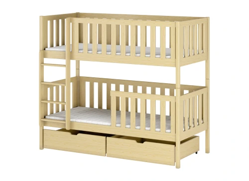 MICHALINA 80x200 Unlacquered Wooden Bunk Bed