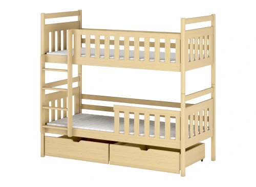 MONIKA 80x170 Unvarnished Wooden Bunk Bed Lano Furniture
