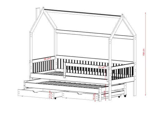 PAPI 80x190 Unvarnished Wood Children's House Bed - Lano Furniture