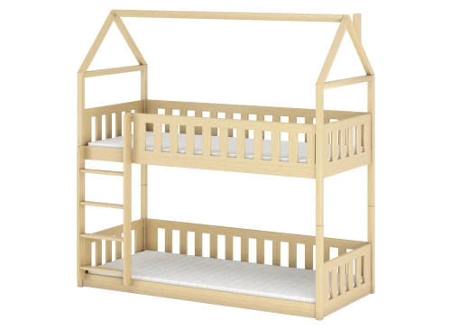 POLA 80x190 Unlacquered Wooden Bunk Bed by Lano Meble