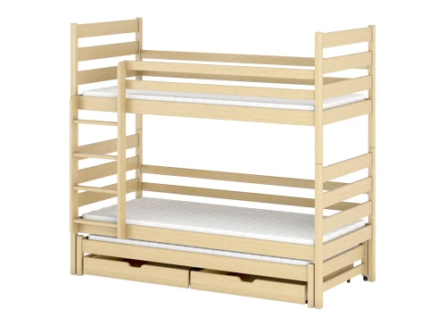 TOMI 80x180 Unvarnished Wood Bunk Bed by Lano Meble