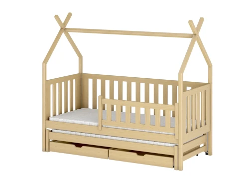 TYTUS 80x160 Unlacquered Wood Double Pull-Out Tipi Bed - Lano Furniture